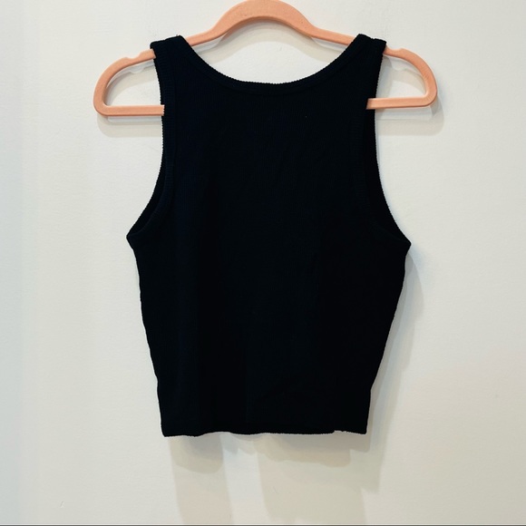 NWT Monrow - Brushed Thermal Cropped Scoop Tank black sz Large - Picture 7 of 9